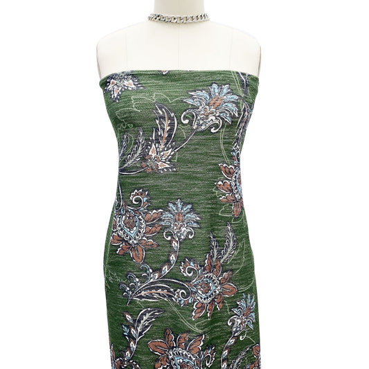 DP-02-596-ARMY-GREEN-SIERRA - PRINTED FRENCH TERRY LOOP 65% RAYON 35% POLY SLUB FLEECE