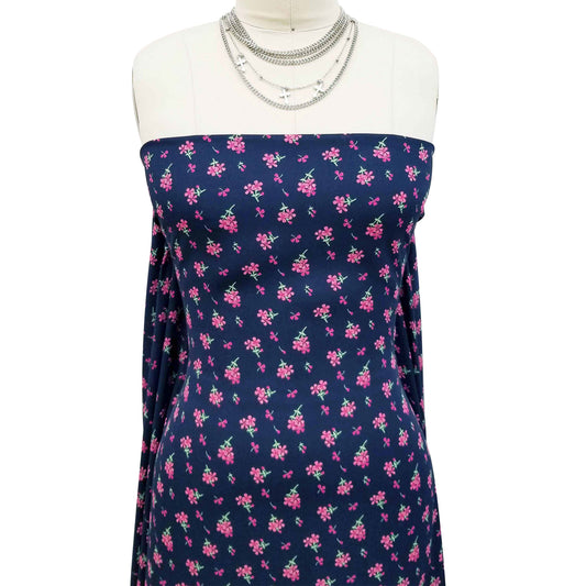 DP-10005-504-NAVY-FUCHSIA - PRINTED WOOL DOBBY 100% POLYESTER