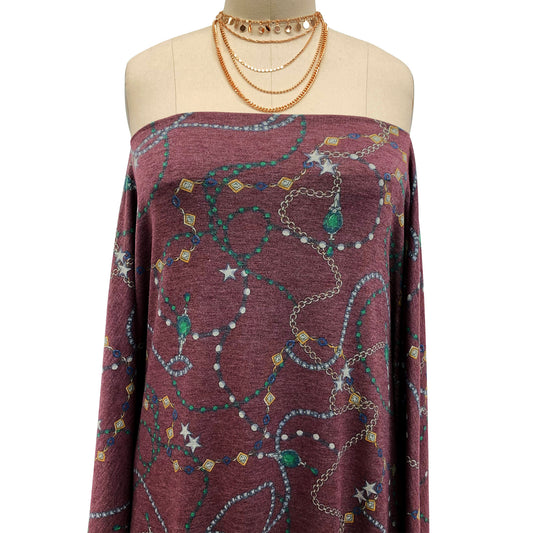 DP-1008-506-BURGUNDY-EMERALD-PRINTED FRENCH TERRY 63%POLY 33%RAYON 4% SPANDEX