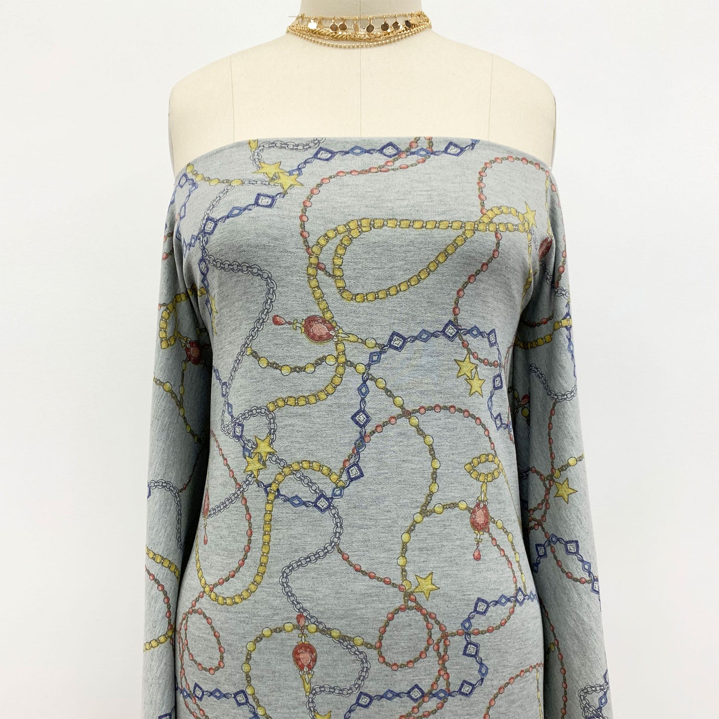 DP-1008-506-HEATHERGREY-CORAL-PRINTED FRENCH TERRY 63%POLY 33%RAYON 4% SPANDEX