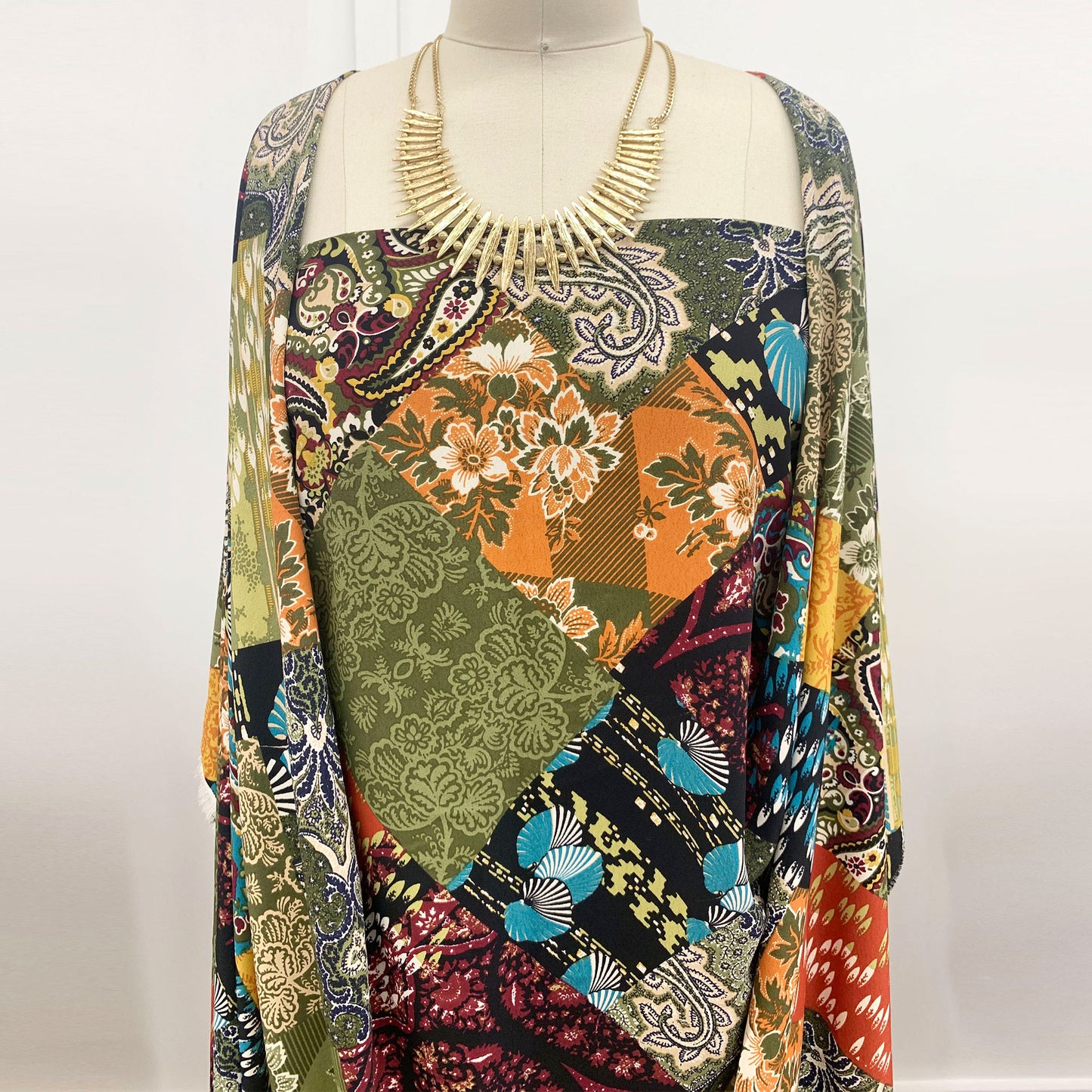 DP-1021-754-OLIVE-RUST-TURQUOISE - PRINTED POLY MOROCCAN 100% POLY