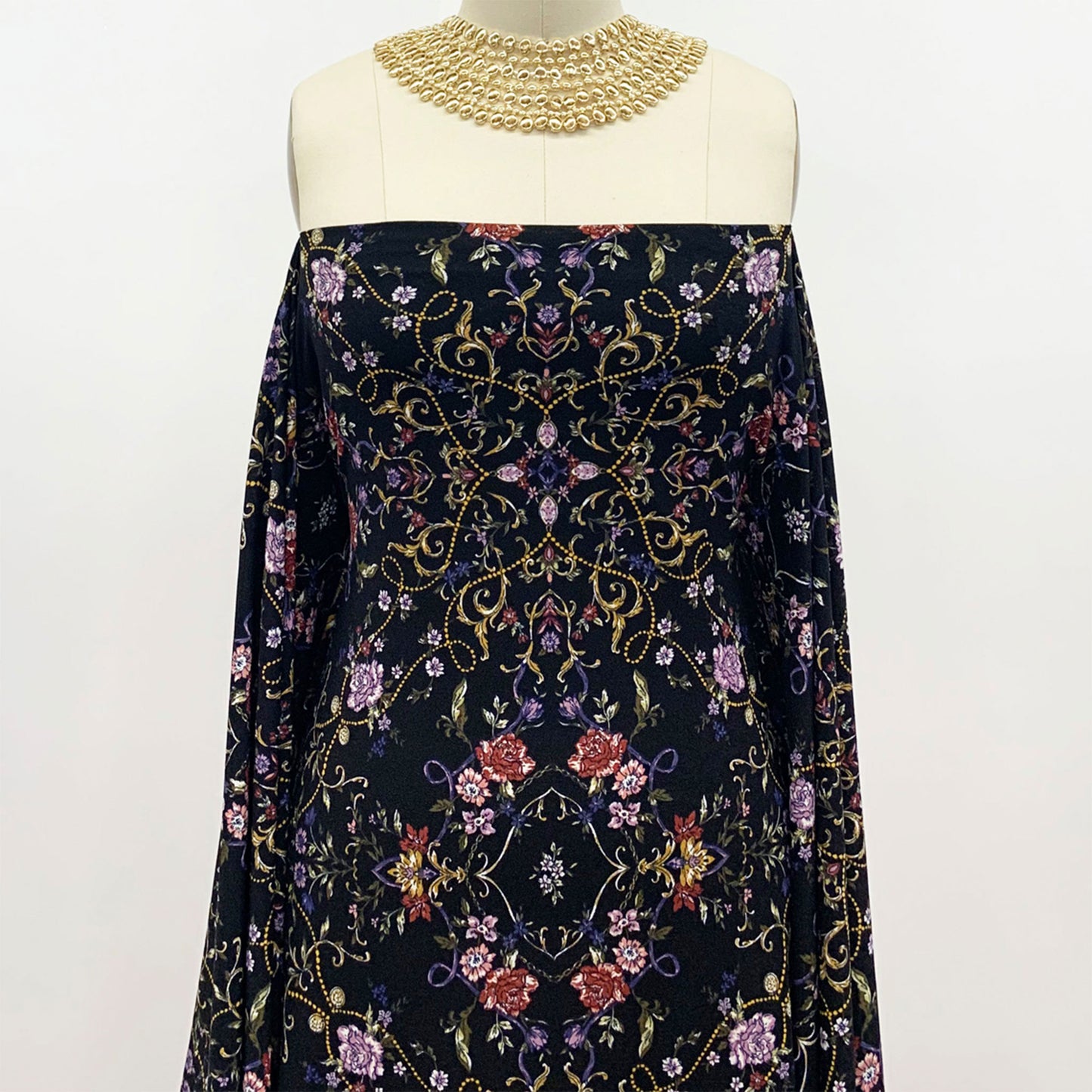 DP-1037-703-BLACK-MARSALA - PRINTED TWIST CREPE 92% POLY 8% SPANDEX