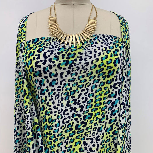 DP-1067-703-NAVY-CHARTREUSE - PRINTED TWIST CREPE 92% POLY 8% SPANDEX