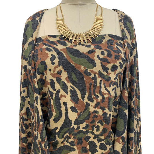 DP-1074-506-NATURAL-OLIVE-PRINTED FRENCH TERRY 63%POLY 33%RAYON 4% SPANDEX