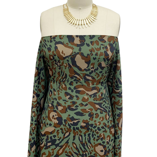 DP-1075-504-ARMY-GREEN-BROWN - PRINTED WOOL DOBBY 100% POLYESTER