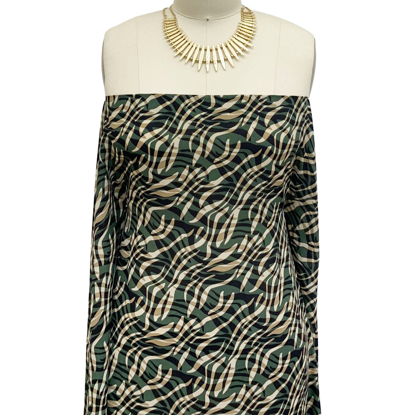 DP-1093-504-ARMY-GREEN-TAUPE - PRINTED WOOL DOBBY 100% POLYESTER