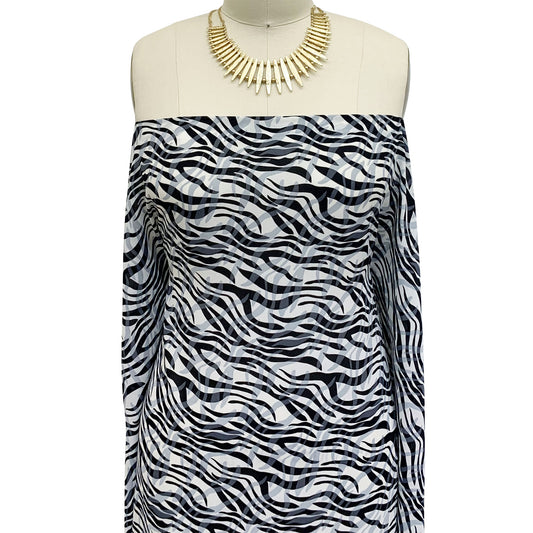 DP-1093-504-OFFWHITE-BLACK - PRINTED WOOL DOBBY 100% POLYESTER