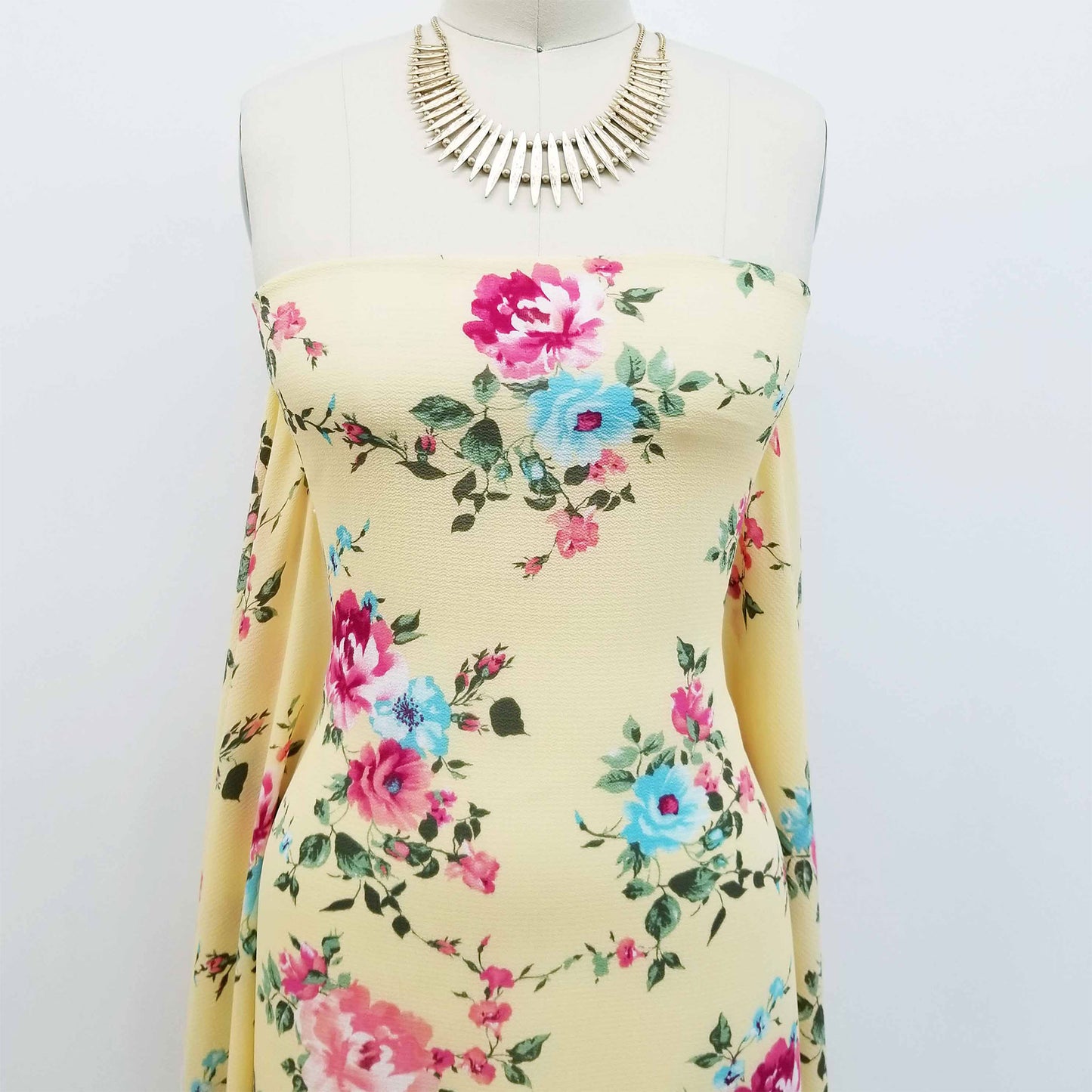 DP-112-B-586-BANANA-AQUA - PRINTED CREPE CHIFFON 97% POLY 3% SPANDEX