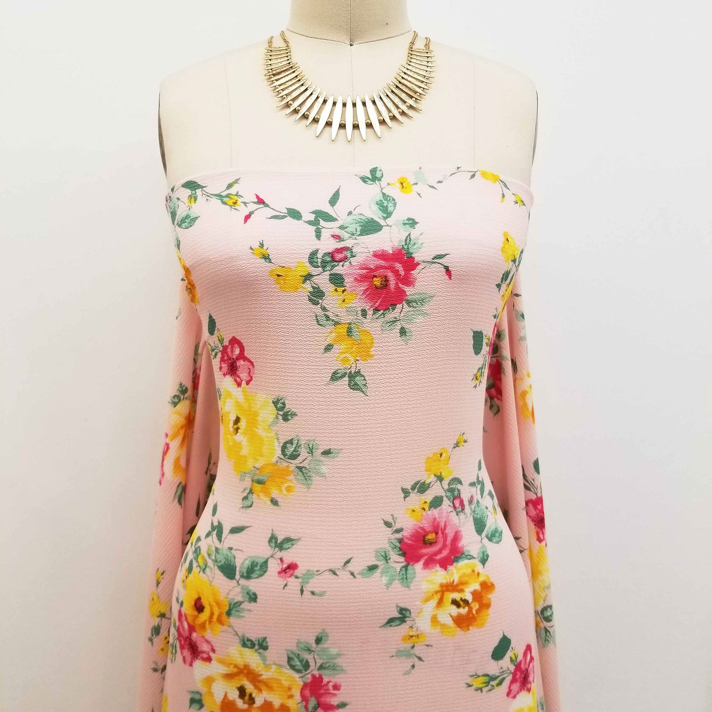 DP-112-B-586-BLUSH-YELLOW - PRINTED CREPE CHIFFON 97% POLY 3% SPANDEX