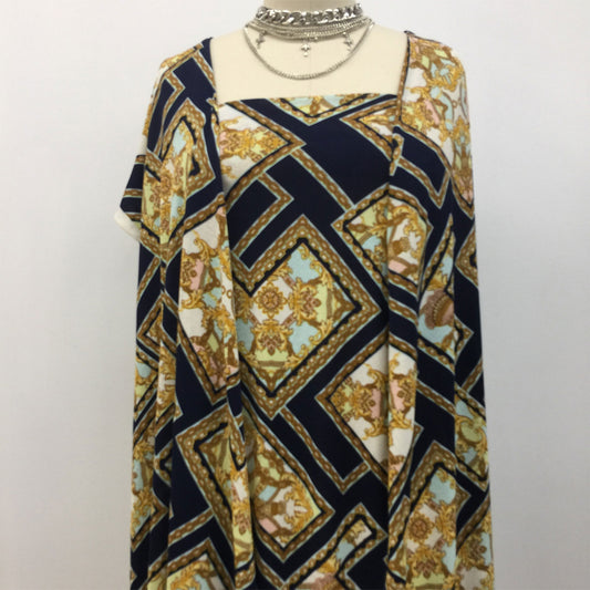 DP-1126-703-NAVY-MINT - PRINTED TWIST CREPE 92% POLY 8% SPANDEX