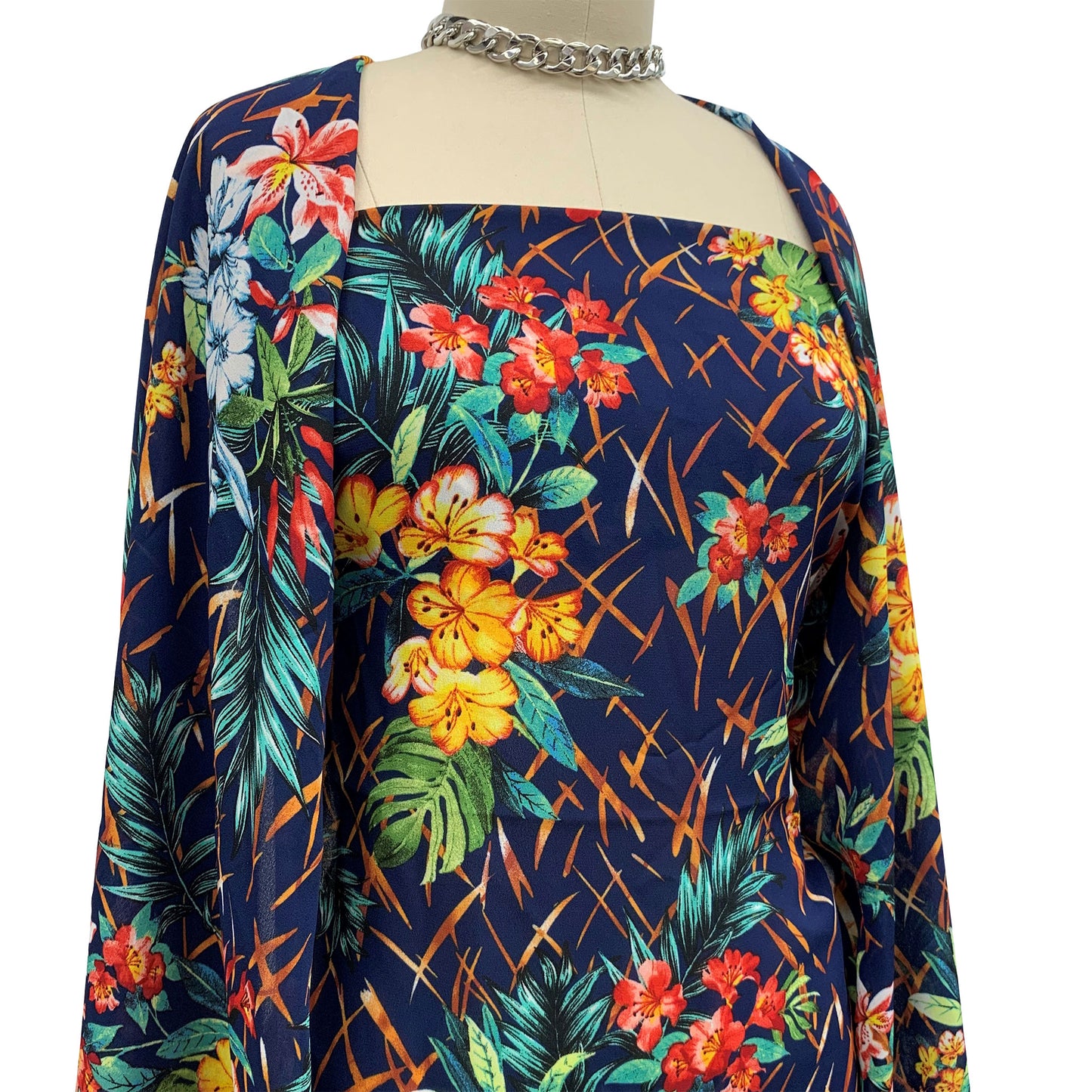 DP-1143-504-NAVY-RED - PRINTED WOOL DOBBY 100% POLYESTER