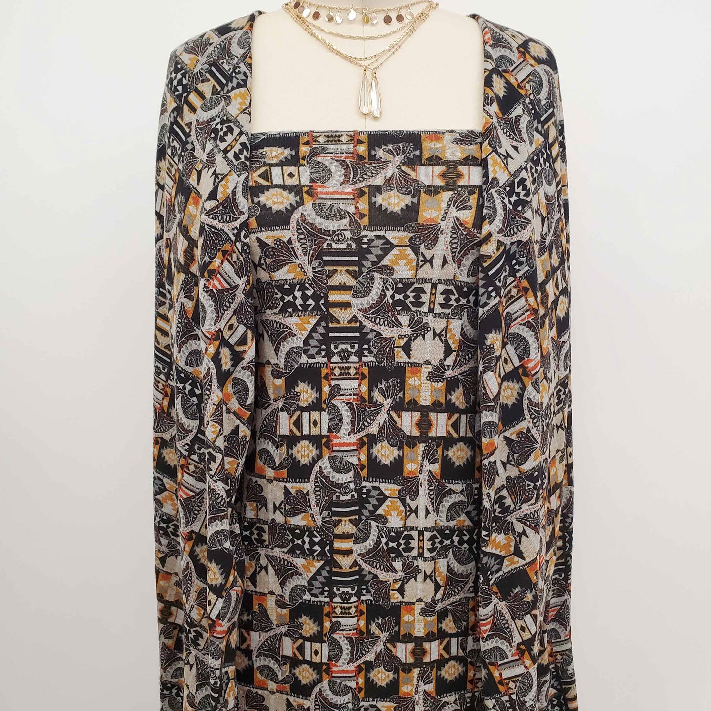 DP-1159-756-HC-BLACK-GOLD - PRINTED HACCI BRUSHED 97% POLY 3% SPANDEX