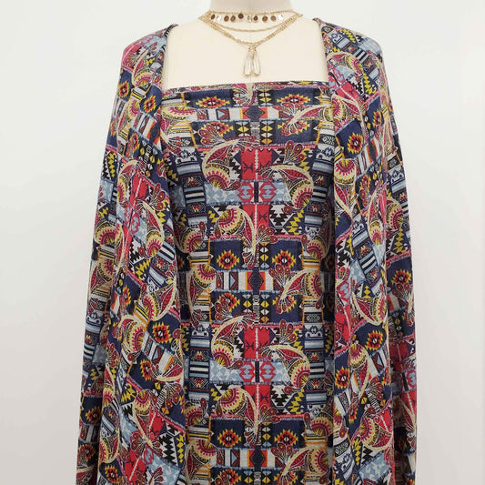 DP-1159-756-HC-NAVY-RED - PRINTED HACCI BRUSHED 97% POLY 3% SPANDEX