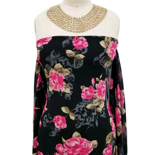 DP-116-502-BLACK-RASPBERRY - PRINTED 100% POLY CHELSEA CHIFFON