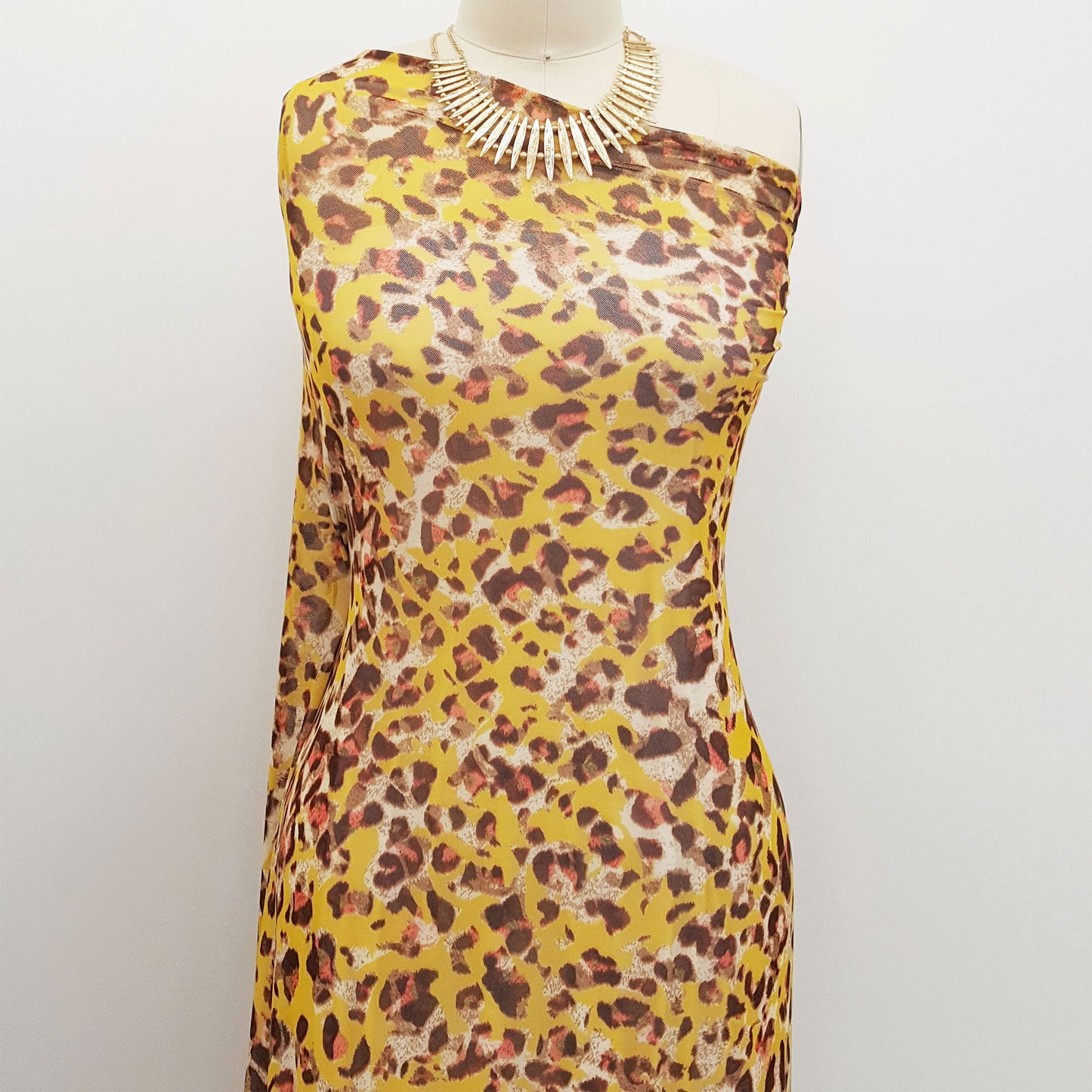 DP-118-453-GOLDEN-MUSTARD-CORAL - PRINTED POLY POWER MESH 92%POLY 8%SPANDEX