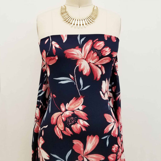 DP-119-504-NAVY-MARSALA - PRINTED WOOL DOBBY 100% POLYESTER