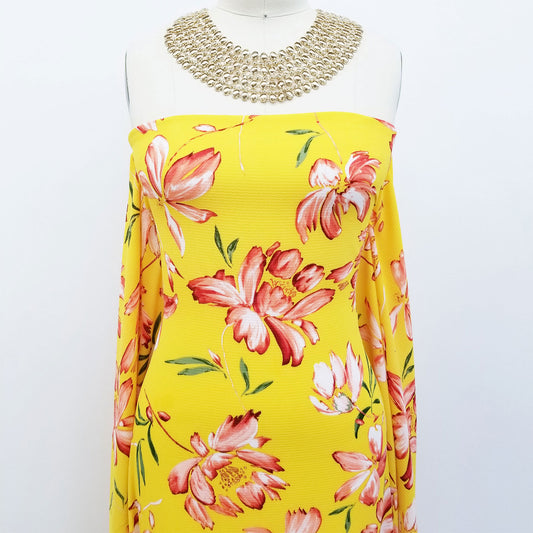 DP-119-C-586-GOLD-GUAVA - PRINTED CREPE CHIFFON 97% POLY 3% SPANDEX