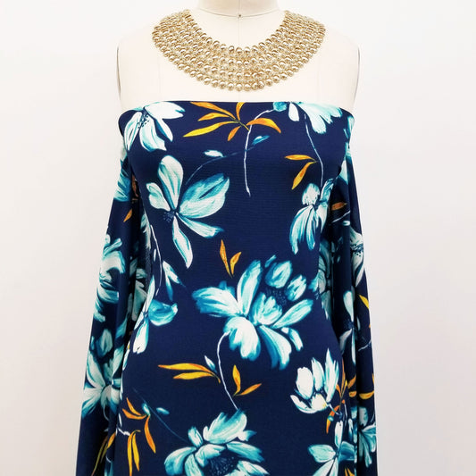 DP-119-C-586-NAVY-MINT - PRINTED CREPE CHIFFON 97% POLY 3% SPANDEX