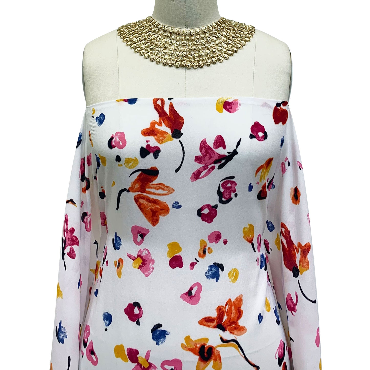 DP-1201-504-OFF-WHITE-PINK-GOLD - PRINTED WOOL DOBBY 100% POLYESTER