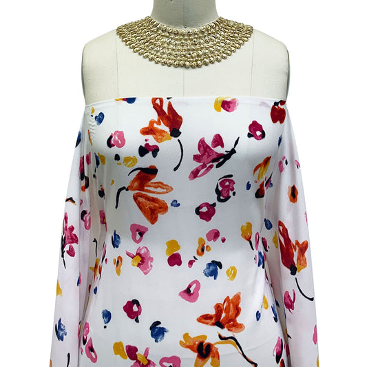 DP-1201-504-OFF-WHITE-PINK-GOLD - PRINTED WOOL DOBBY 100% POLYESTER