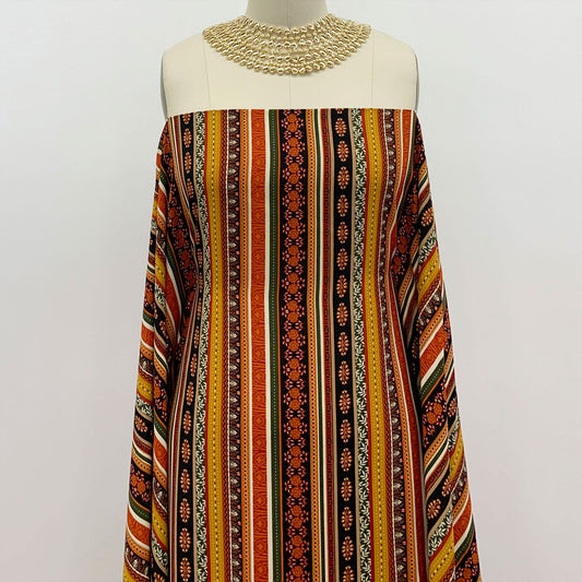 DP-1206-755-BLACK-ORANGE-RUST - PRINTED POLY TWILL 100% POLY