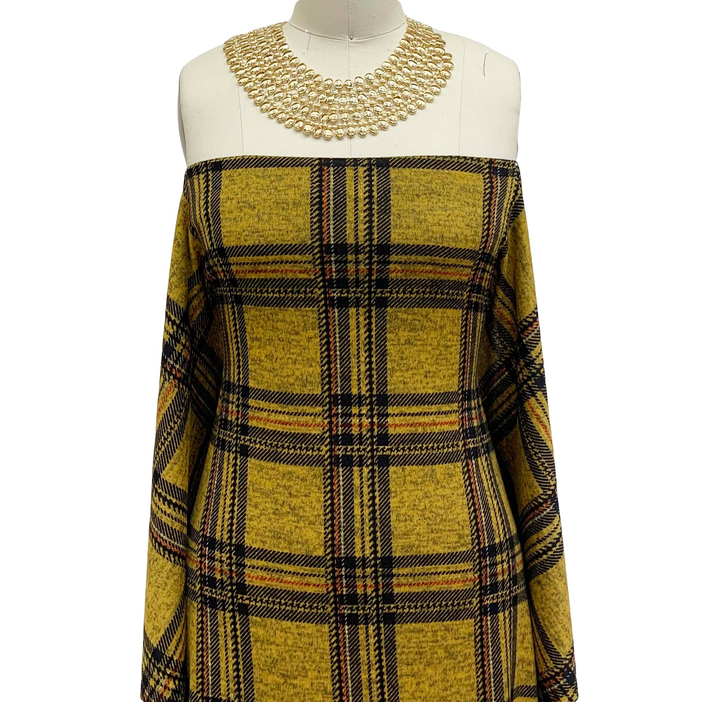 DP-1219-736-HC-HONEY-MUSTARD-BLACK-RUST- PRINTED HACCI MELANGE 96% POLY 4% SPANDEX