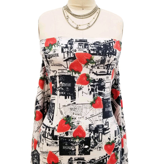 DP-1248-506-NAVY-STRAWBERRY-PRINTED FRENCH TERRY 63%POLY 33%RAYON 4% SPANDEX