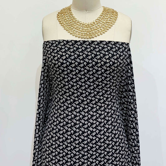 DP-1265-688-BLACK-OFFWHITE - PRINTED LINEN LOOK 100% POLYESTER