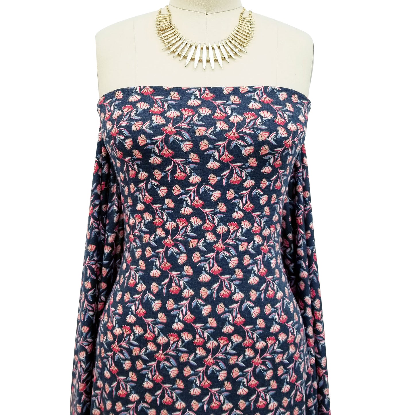 DP-127-506-NAVY-RED-PRINTED FRENCH TERRY 63%POLY 33%RAYON 4% SPANDEX