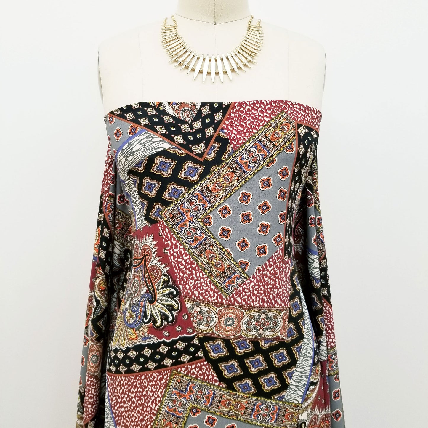 DP-1272-754-BLACK-CHOCO-GREY - PRINTED POLY MOROCCAN 100% POLY