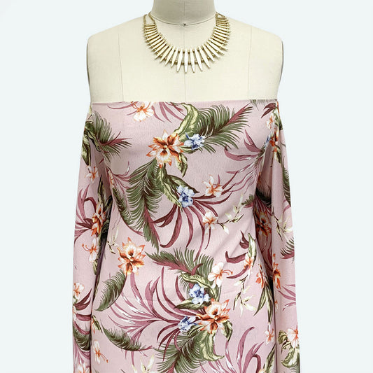 DP-1376-754-BLUSH-PEACH-DENIM - PRINTED POLY MOROCCAN 100% POLY