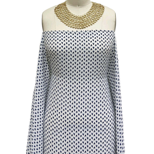 DP-1394-504-OFFWHITE-BLUE - PRINTED WOOL DOBBY 100% POLYESTER