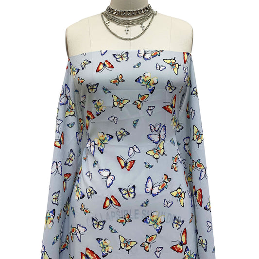 DP-1405-504-PALE-BLUE-YELLOW - PRINTED WOOL DOBBY 100% POLYESTER