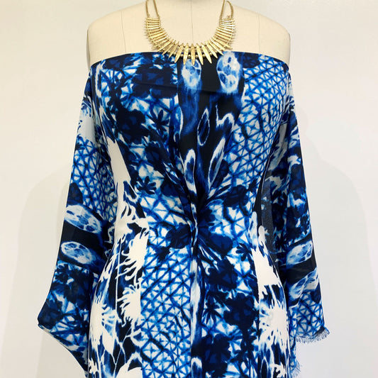 DP-1416-504-NAVY-BLUE - PRINTED WOOL DOBBY 100% POLYESTER