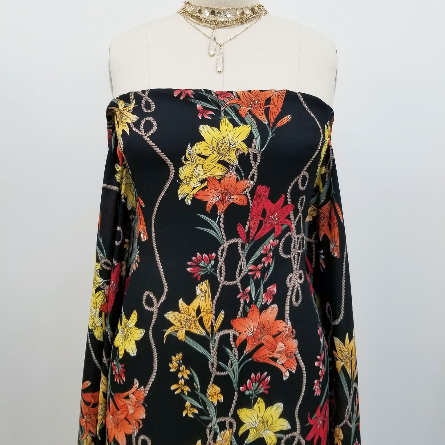 DP-1489-504-BLACK-SPICY-ORANGE - PRINTED WOOL DOBBY 100% POLYESTER