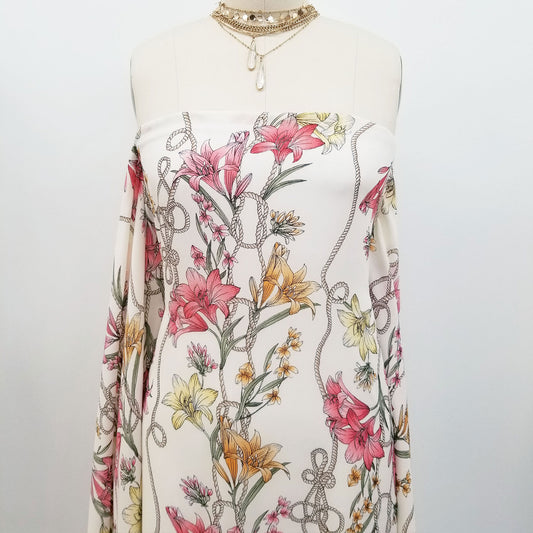 DP-1489-504-ECRU-CORAL - PRINTED WOOL DOBBY 100% POLYESTER