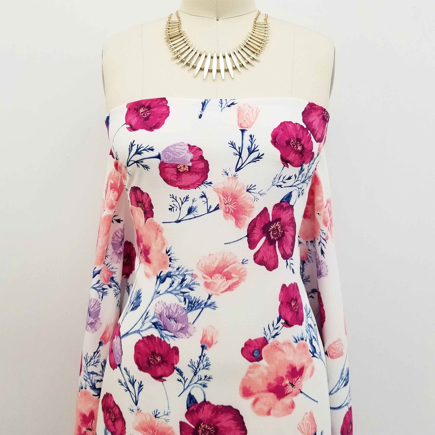 DP-150-688-OFFWHITE-FUCHSIA-ROSE - PRINTED LINEN LOOK 100% POLYESTER