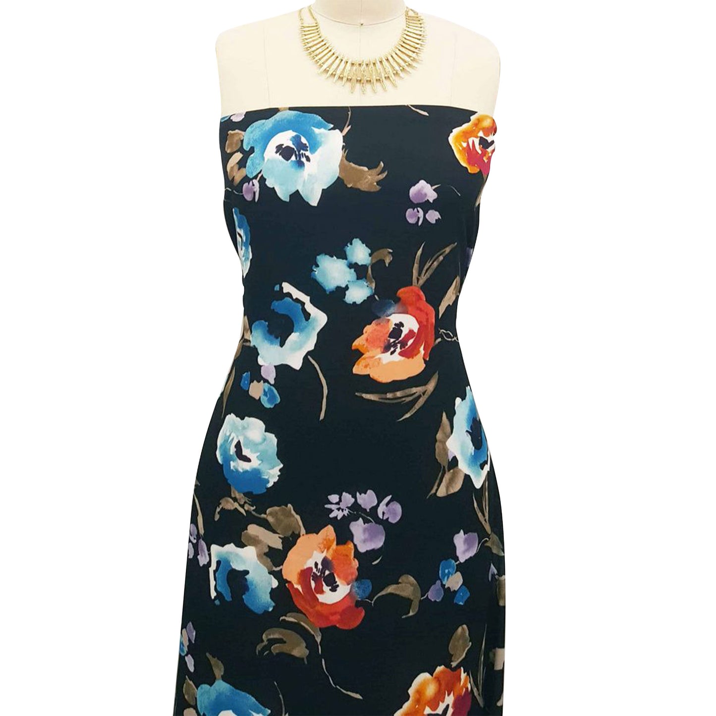 DP-167-504-BLACK-DUSTY-TURQUOISE - PRINTED WOOL DOBBY 100% POLYESTER