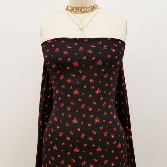 DP-1698-586-BLACK-RED - PRINTED CREPE CHIFFON 97% POLY 3% SPANDEX