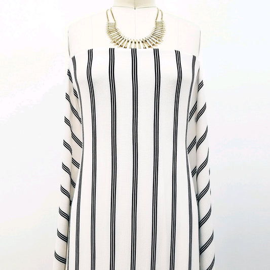 DP-190-586-OFFWHITE-NAVY - PRINTED CREPE CHIFFON 97% POLY 3% SPANDEX