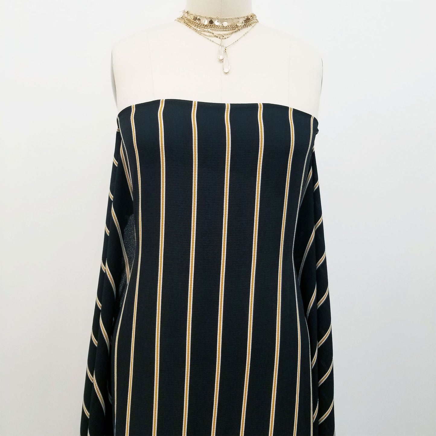 DP-191-586-BLACK-MUSTARD - PRINTED CREPE CHIFFON 97% POLY 3% SPANDEX