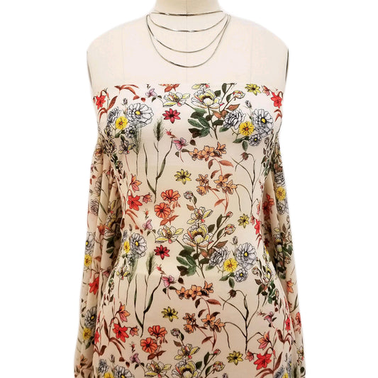 DP-29-502-ECRU-PEACH - PRINTED 100% POLY CHELSEA CHIFFON