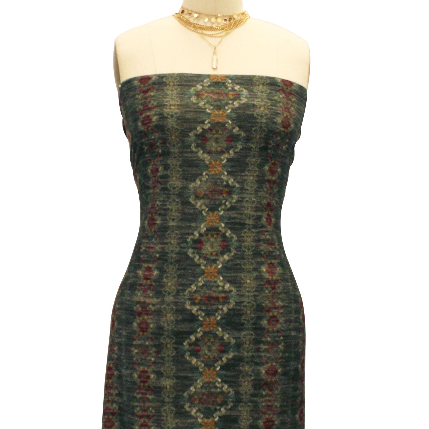 DP-33-596-ARMY-GREEN-RUST-PRINTED FRENCH TERRY LOOP 65% RAYON 35% POLY SLUB FLEECE