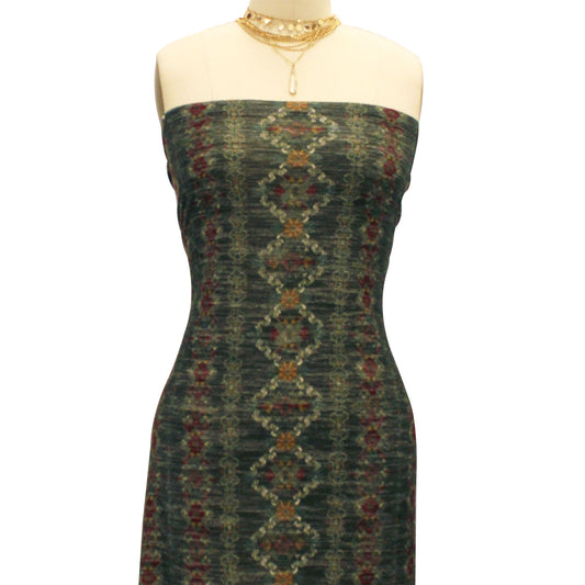 DP-33-596-ARMY-GREEN-RUST-PRINTED FRENCH TERRY LOOP 65% RAYON 35% POLY SLUB FLEECE