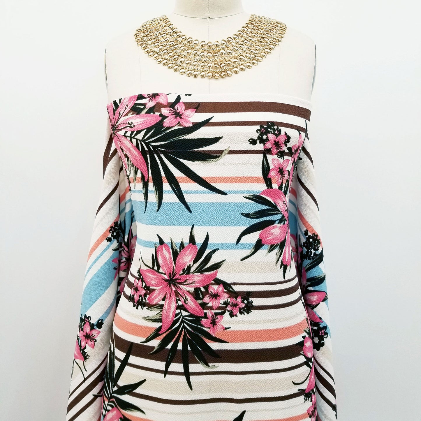 DP-334-481-BROWN-DUSTY-CORAL - PRINTED LIVERPOOL 94% POLY 6% SPANDEX