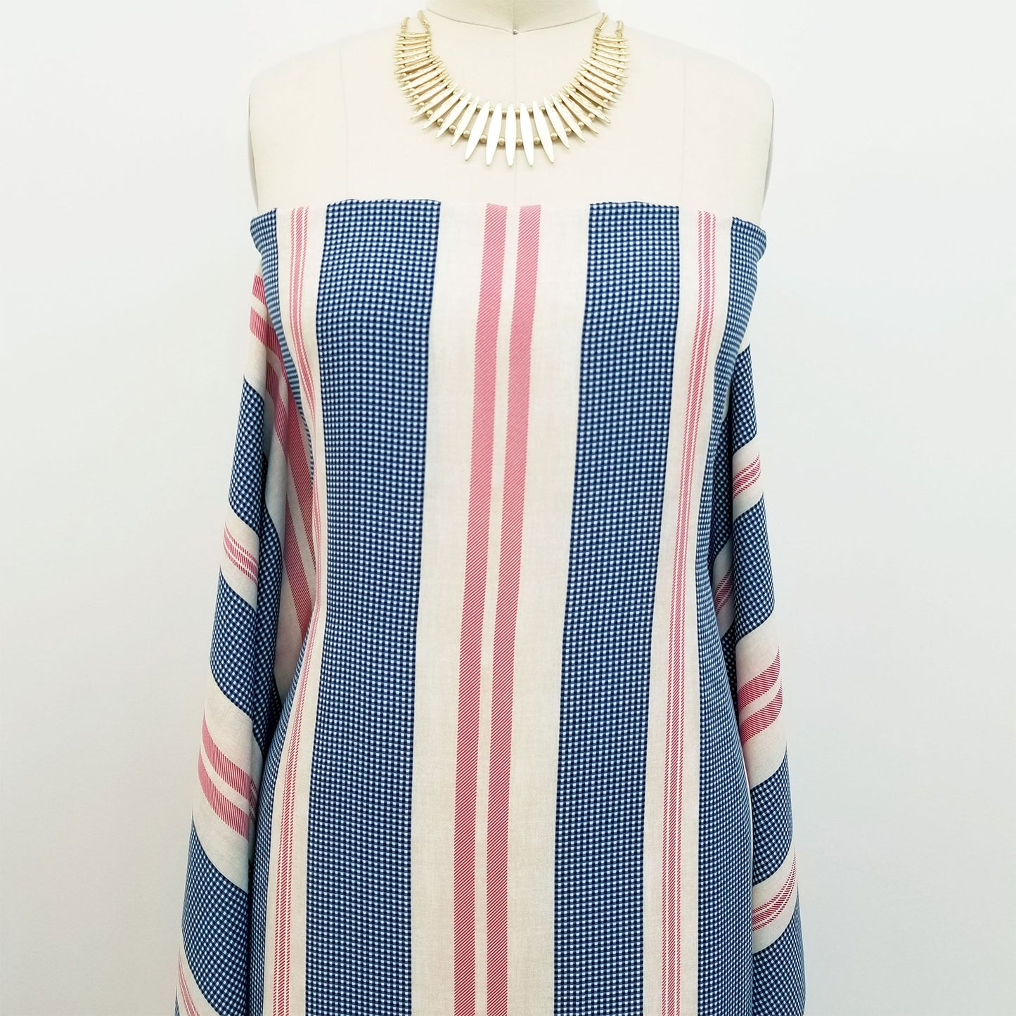 DP-799-734-NAVY-RED - PRINT WOOL PEACH 100% POLYESTER