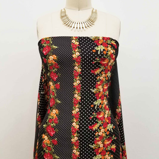 DP-818-586-BLACK-RED - PRINTED CREPE CHIFFON 97% POLY 3% SPANDEX