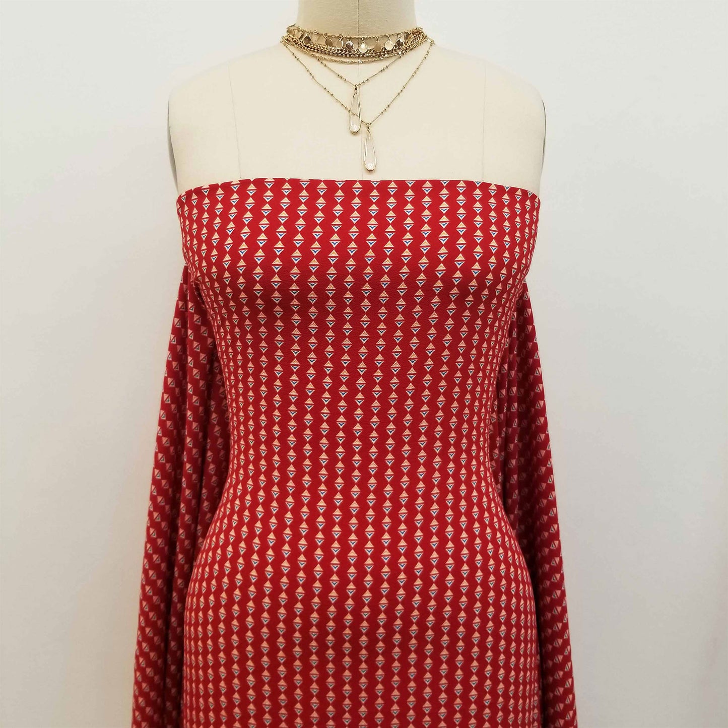 DP-828-586-RED-COBALT - PRINTED CREPE CHIFFON 97% POLY 3% SPANDEX