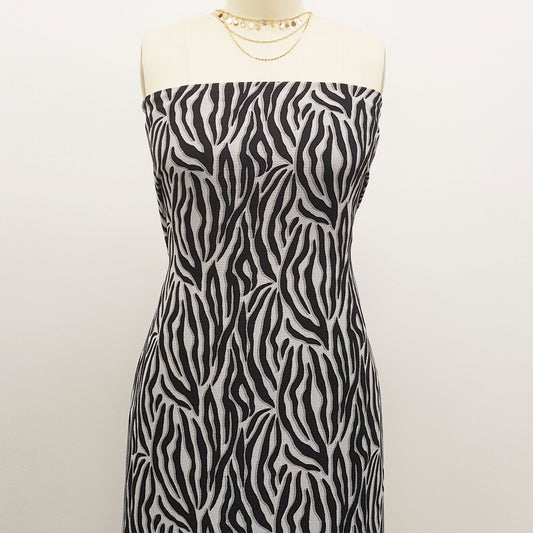 DP-844-586-SILVER-BLACK - PRINTED CREPE CHIFFON 97% POLY 3% SPANDEX