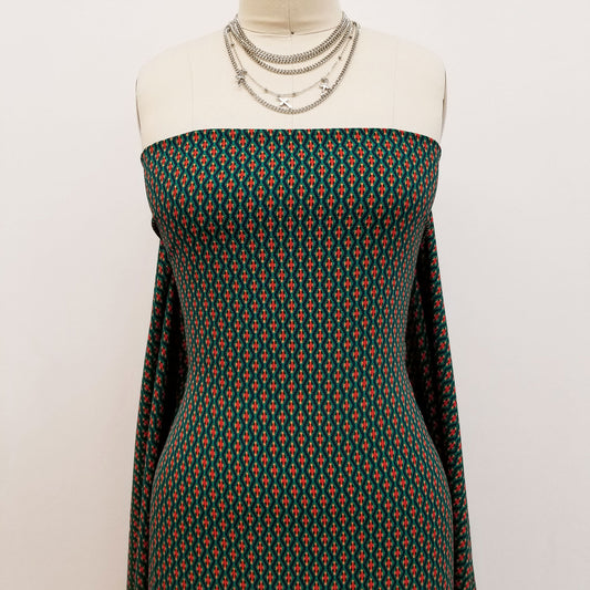 DP-854-586-EMERALD-PAPRIKA - PRINTED CREPE CHIFFON 97% POLY 3% SPANDEX